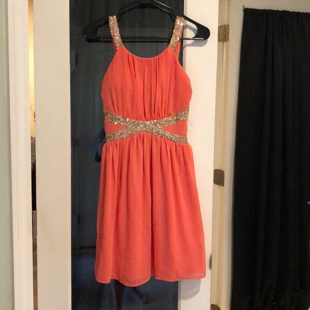 peach boutique brand semiformal dress